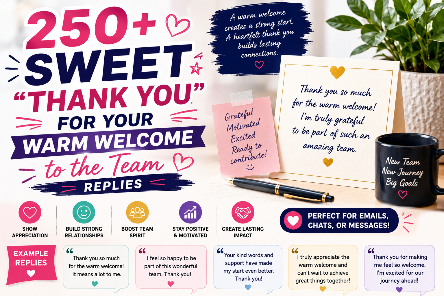 250+ Sweet “Thank You for Your Warm Welcome to the Team” Replies
