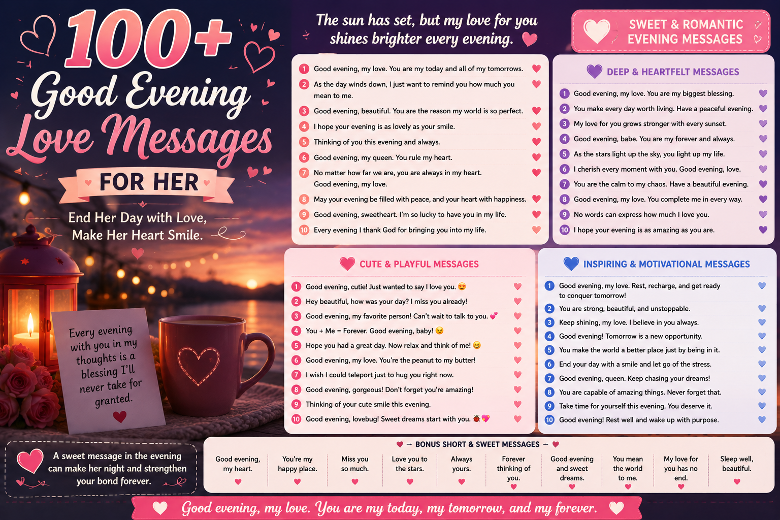 100+ Good Evening Love Messages for Her