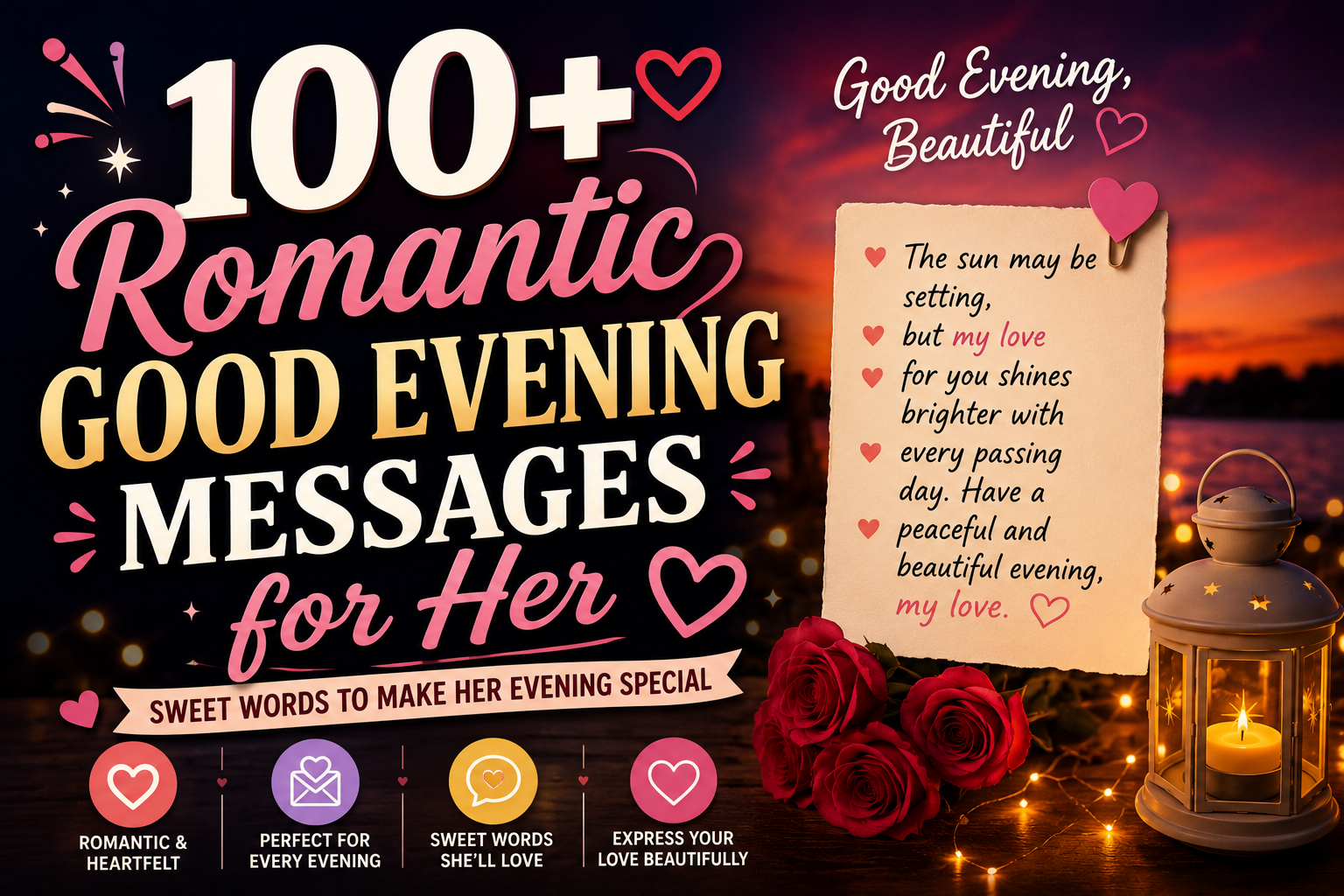 100+ Romantic Good Evening Messages for Her