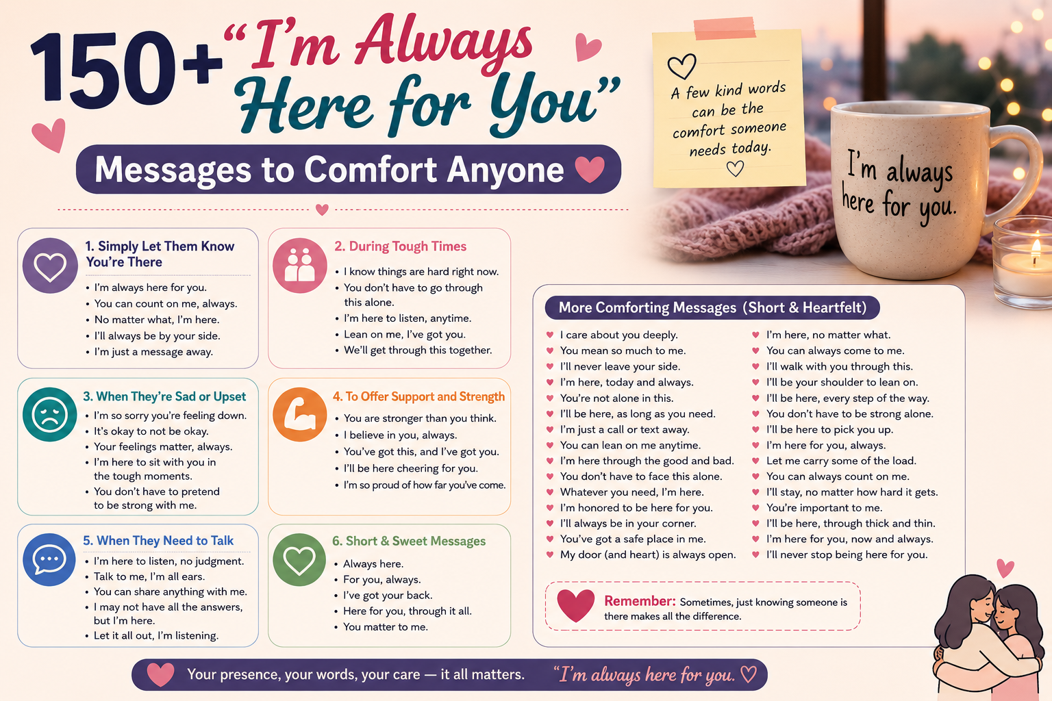 150+ “I’m Always Here for You” Messages to Comfort Anyone