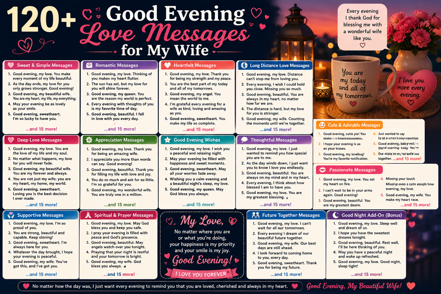120+ Good Evening Love Messages for My Wife