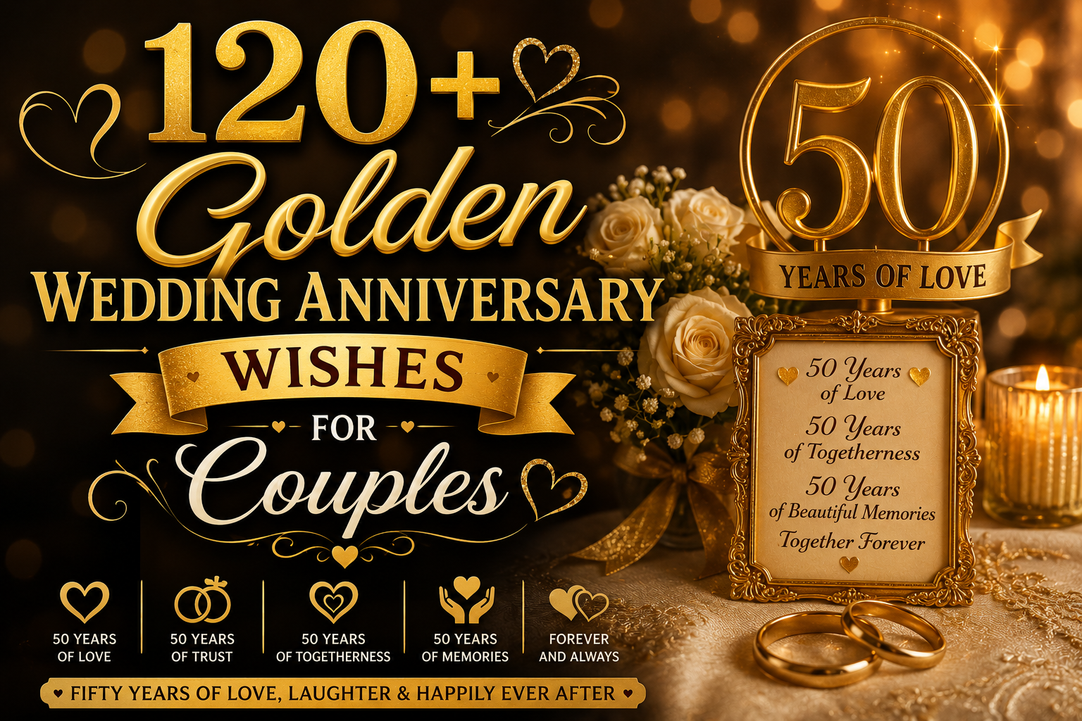 120+ Golden Wedding Anniversary Wishes for Couples