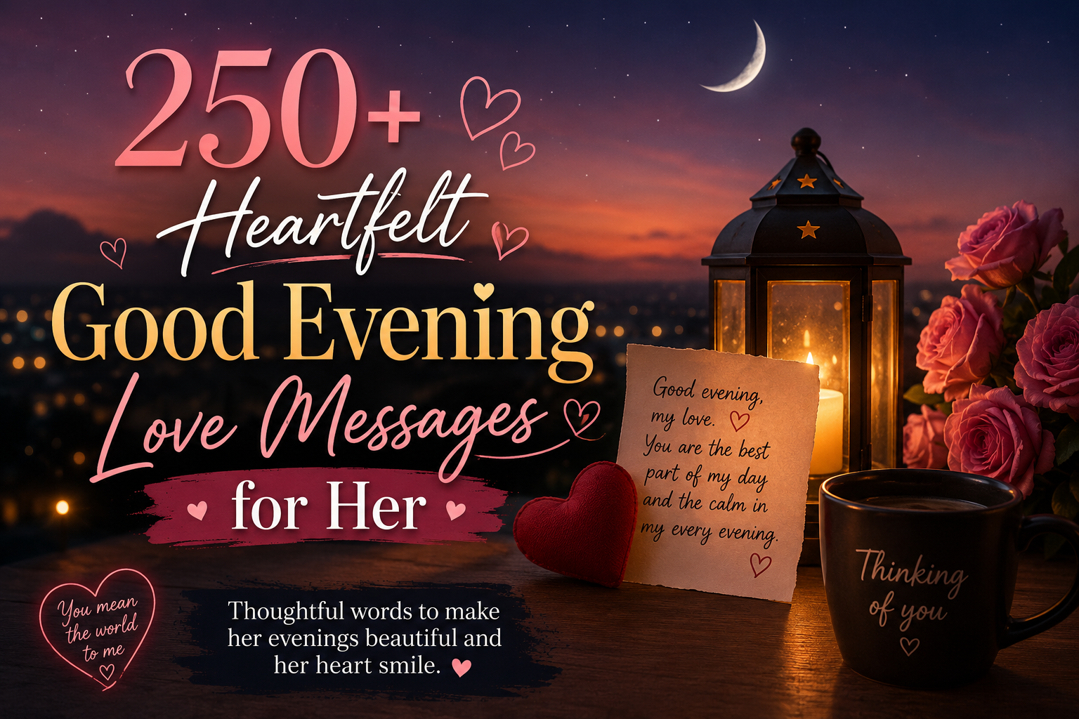 250+ Heartfelt Good Evening Love Messages for Her