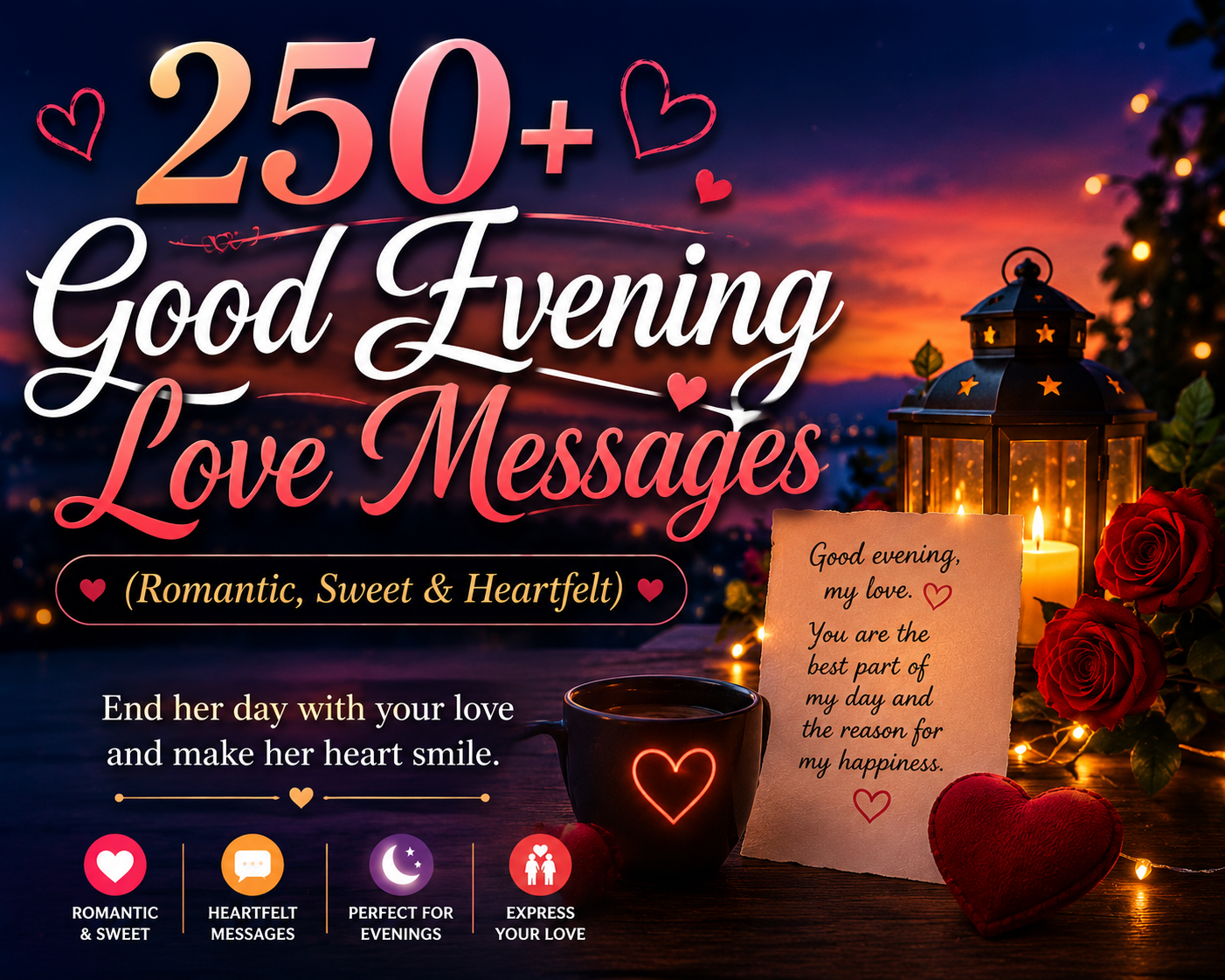 250+ Good Evening Love Messages (Romantic, Sweet & Heartfelt)